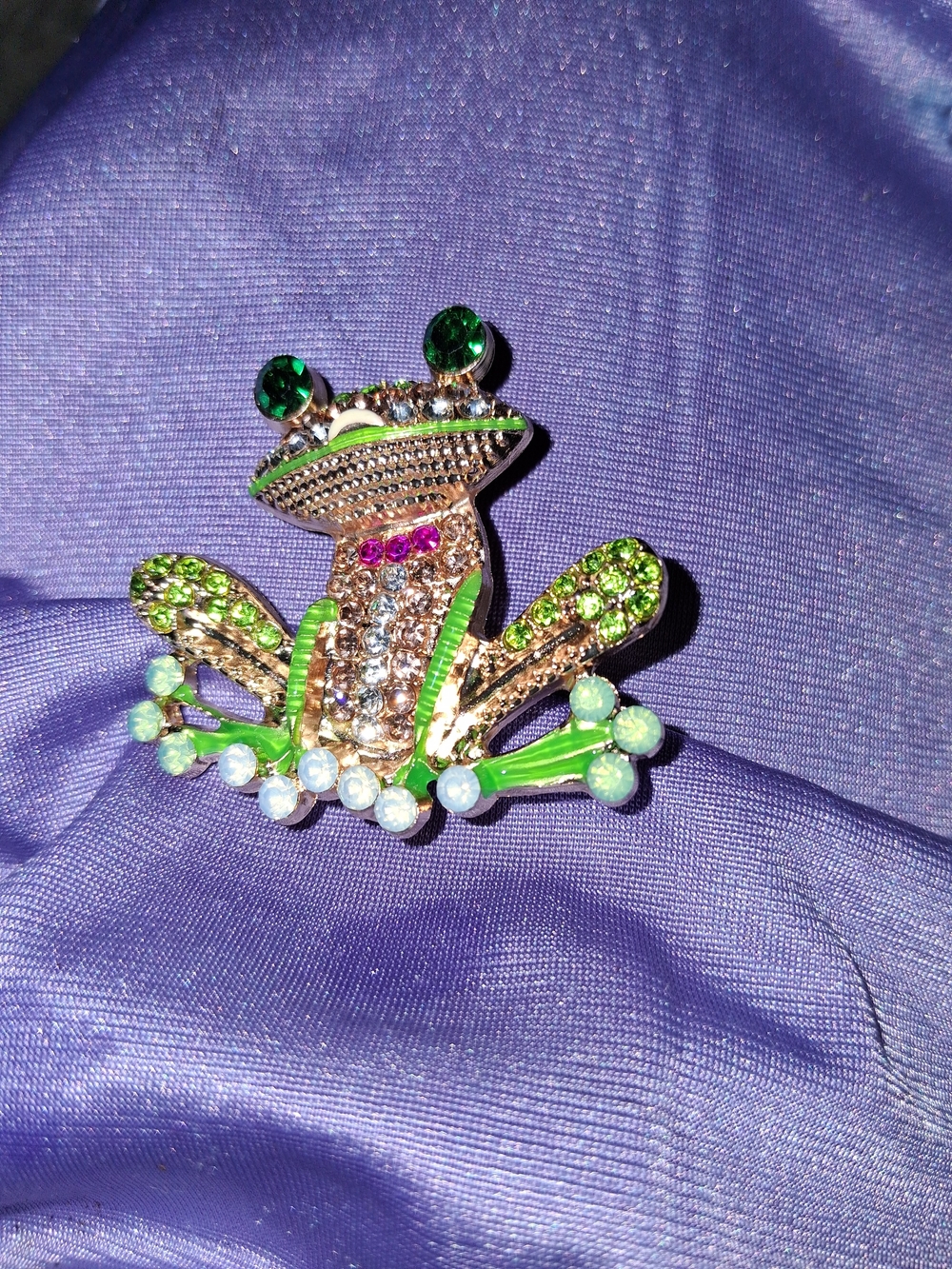 Green Crystal Frog Brooch - Women Jewelry